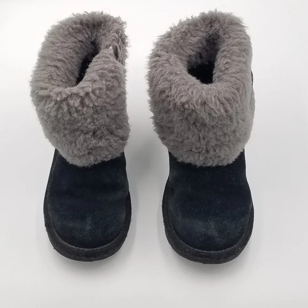UGG Ellee Suede Fur Boots Buckle 1Y Youth